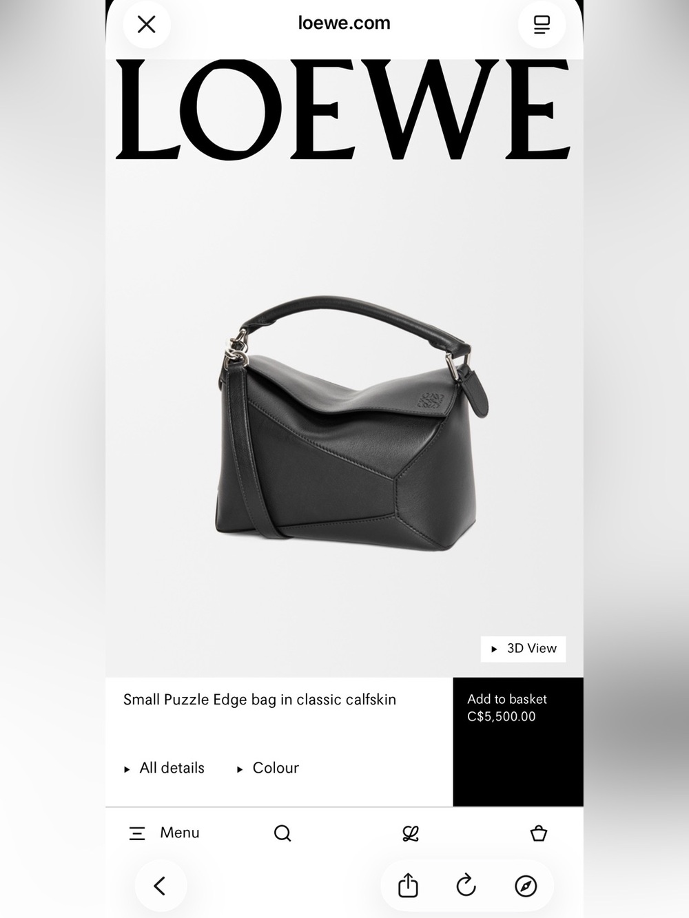 Loewe Small Puzzle Edge bag in classic calfskin